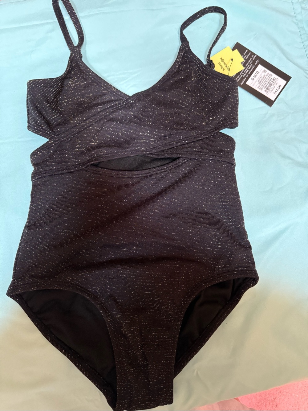 Target Black Sparkle One-Piece Swimsuit with Adjustable Straps